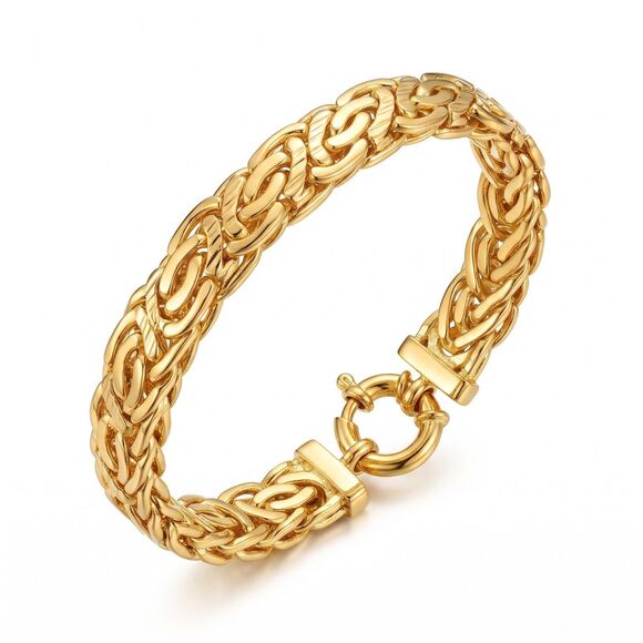 romanza Jewelry - ROMANZA ITALY Byzantine Woven Chain Bracelet 8.25 In Gold Plated Over Bronze